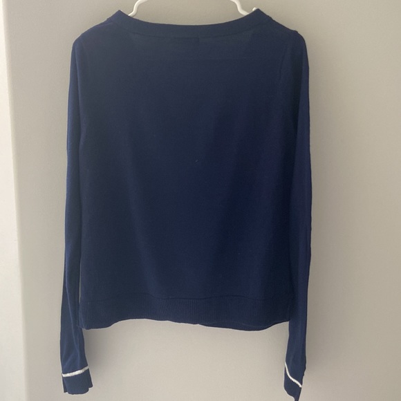 Navy Cardigan Light Knit Button Up V Neck - Picture 3 of 3